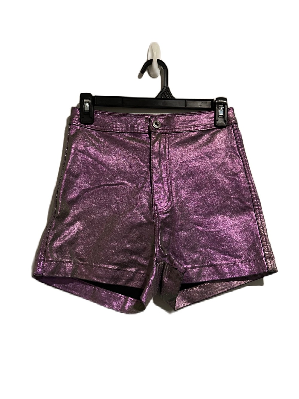 Purple Pink Sparkle Metallic Color Shift High Waisted Shorts